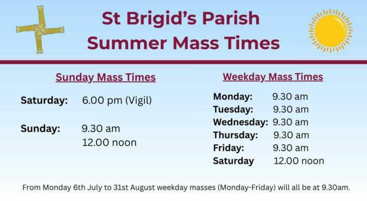Summer Mass times